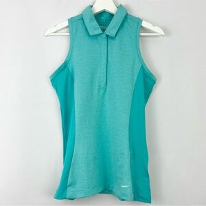 Nike Women's Sleeveless Polo Golf Performance Dri-Fit Teal Blue Shirt